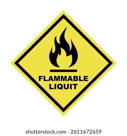 caution flammable sign on white background