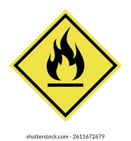 caution flammable sign on white background