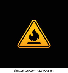Caution flammable symbol vector. Yellow triangle vector