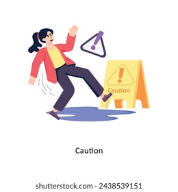Caution flat style design vector stock illustrations. 