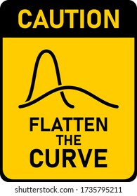 Caution Flatten The Curve Vertical Sign with an Aspect Ratio of 3:4. Vector Image.