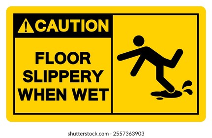 Caution Floor Slippery When Wet Symbol Sign,Vector Illustration, Isolate On White Background Label. EPS10