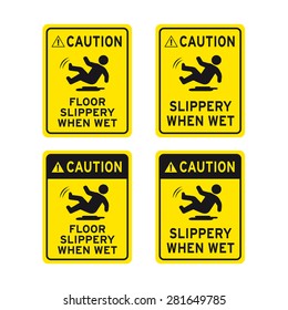 Caution Floor Slippery When Wet Sign Stock Vector (Royalty Free ...