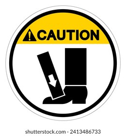 Caution Foot Crush Force From Above Symbol Sign, Vector Illustration, Isolate On White Background Label .EPS10