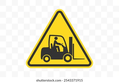 Caution Fork truck, forklift icon symbol. Logistic warning forklift truck logo sign. 
Safety Unloading, cargo and boxes. Warehouse machine. Vector illustration. Isolated on white background.