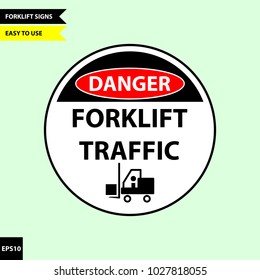 Caution forklift traffic and warning for pedestrian sign in vector style version, easy to use and print