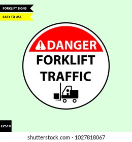 Caution forklift traffic and warning for pedestrian sign in vector style version, easy to use and print