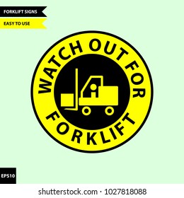 Caution forklift traffic and warning for pedestrian sign in vector style version, easy to use and print