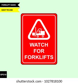 Caution forklift traffic and warning for pedestrian sign in vector style version, easy to use and print