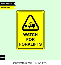 Caution forklift traffic and warning for pedestrian sign in vector style version, easy to use and print