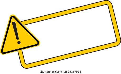 Caution with frame sign. a yellow warning sign with an exclamation mark on it. design in modern style