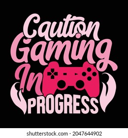 caution gaming in progress t shirt design, gaming lifestyle brands, save progress gaming illustration design