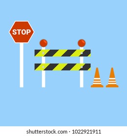 Caution gate. Vector illustration.
