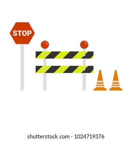 Caution gate. Vector illustration.