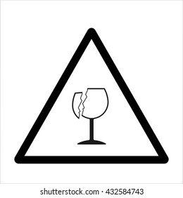 caution glass sign, gently fragile cargo sign, carefully fragile sign