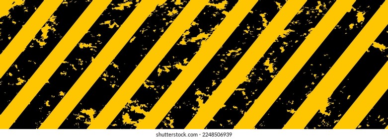 Caution grunge orange background. Dirty diagonal black stripes