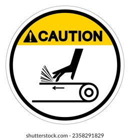 Caution Hand Abrasion Belt Drive Symbol Sign, Vector Illustration, Isolate On White Background Label .EPS10