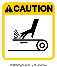 Caution Hand Abrasion Belt Drive Symbol Sign, Vector Illustration, Isolate On White Background Label .EPS10