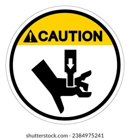 Precaución de fuerza de aplastamiento de mano desde el signo de símbolo superior, ilustración vectorial, aislamiento de la etiqueta de fondo blanco .EPS10