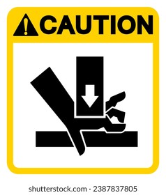 Caution Hand Crush Force From Above Symbol Sign, Vector Illustration, Isolate On White Background Label .EPS10