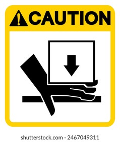 Caution Hand Crush Force From Above Symbol Sign, Vector Illustration, Isolate On White Background Label .EPS10