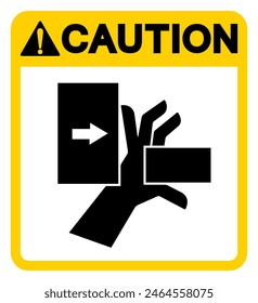 Caution Hand Crush Force From Left Symbol Sign, Vector Illustration, Isolate On White Background Label .EPS10