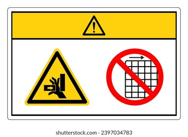 Caution Hand Crush Force From Right Do Not Remove Guard Symbol Sign, Vector Illustration, Isolate On White Background Label .EPS10