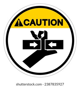 Caution Hand Crush Force From Two Sides Symbol Sign, Vector Illustration, Isolate On White Background Label .EPS10