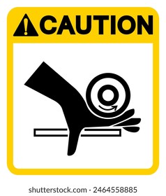 Caution Hand Crush Roller Pinch Point Symbol Sign, Vector Illustration, Isolate On White Background Label .EPS10