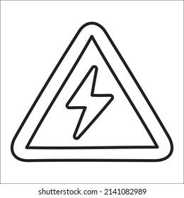 precaución. icono del doodle EV dibujado a mano.