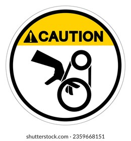 Caution Hand Entanglement Belt Drive Symbol Sign, Vector Illustration, Isolate On White Background Label .EPS10