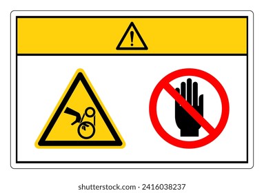 Caution Hand Entanglement Belt Drive Do Not Touch Symbol Sign, Vector Illustration, Isolate On White Background Label. EPS10