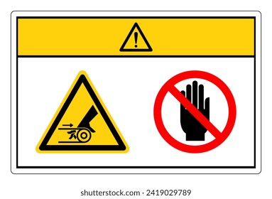 Caution Hand Entanglement Belt Drive Do Not Touch Symbol Sign, Vector Illustration, Isolate On White Background Label. EPS10