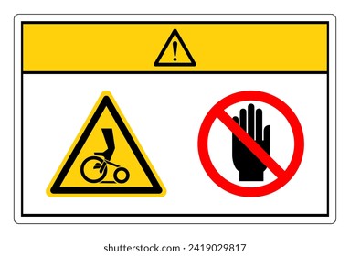 Caution Hand Entanglement Belt Drive Do Not Touch Symbol Sign, Vector Illustration, Isolate On White Background Label. EPS10