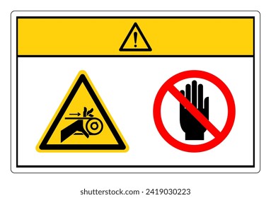 Caution Hand Entanglement Belt Drive Do Not Touch Symbol Sign, Vector Illustration, Isolate On White Background Label. EPS10