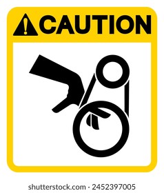 Caution Hand Entanglement Belt Drive Symbol Sign, Vector Illustration, Isolate On White Background Label .EPS10