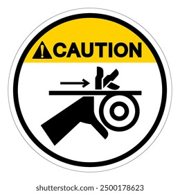 Caution Hand Entanglement Belt and Rollers Symbol Sign, Vector Illustration, Isolate On White Background Label .EPS10