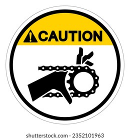 Caution Hand Entanglement Chain Drive Symbol Sign, Vector Illustration, Isolate On White Background Label .EPS10