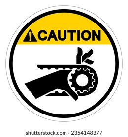 Caution Hand Entanglement Notched Belt Drive Symbol Sign, Vector Illustration, Isolate On White Background Label .EPS10