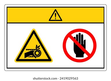 Caution Hand Entanglement Notched Belt Drive Do Not Touch Symbol Sign, Vector Illustration, Isolate On White Background Label. EPS10