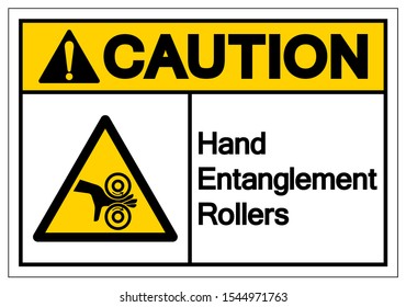 Caution Hand Entanglement Rollers Symbol Sign, Vector Illustration, Isolate On White Background Label .EPS10
