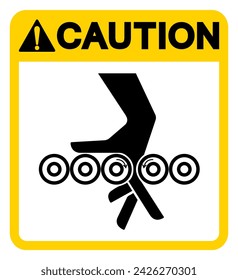 Caution Hand Entanglement Rollers Symbol Sign, Vector Illustration, Isolate On White Background Label .EPS10