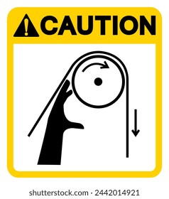 Caution Hand Entanglement Rollers Symbol Sign, Vector Illustration, Isolate On White Background Label .EPS10