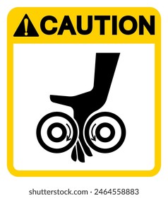 Caution Hand Entanglement Rollers Symbol Sign, Vector Illustration, Isolate On White Background Label .EPS10