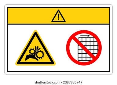 Caution Hand Entanglement Rotating Gears Do Not Remove Guard Symbol Sign, Vector Illustration, Isolate On White Background Label .EPS10