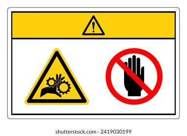 Caution Hand Entanglement Rotating Gears Do Not Touch Symbol Sign, Vector Illustration, Isolate On White Background Label. EPS10