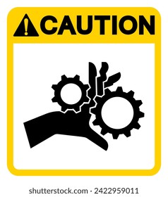 Caution Hand Entanglement Rotating Gears Symbol Sign, Vector Illustration, Isolate On White Background Label .EPS10