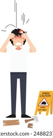 Caution hard hat area vector illustration