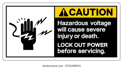 Precaución El voltaje peligroso causará lesiones graves o la muerte Signo de símbolo, Ilustración vectorial, Aislar sobre fondo blanco Label.EPS10