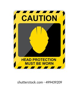 Caution ,Head protection must be worn Sign.Vector